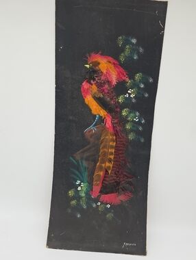 27" X 11" Vintage Mexican Feather Art Peacock